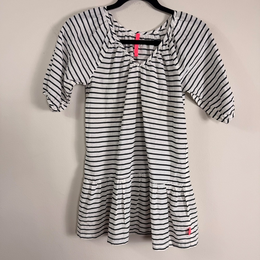 Seafolly Australia Girls Black White Striped Cotton Tunic Beach Coverup‎ S/M (7)